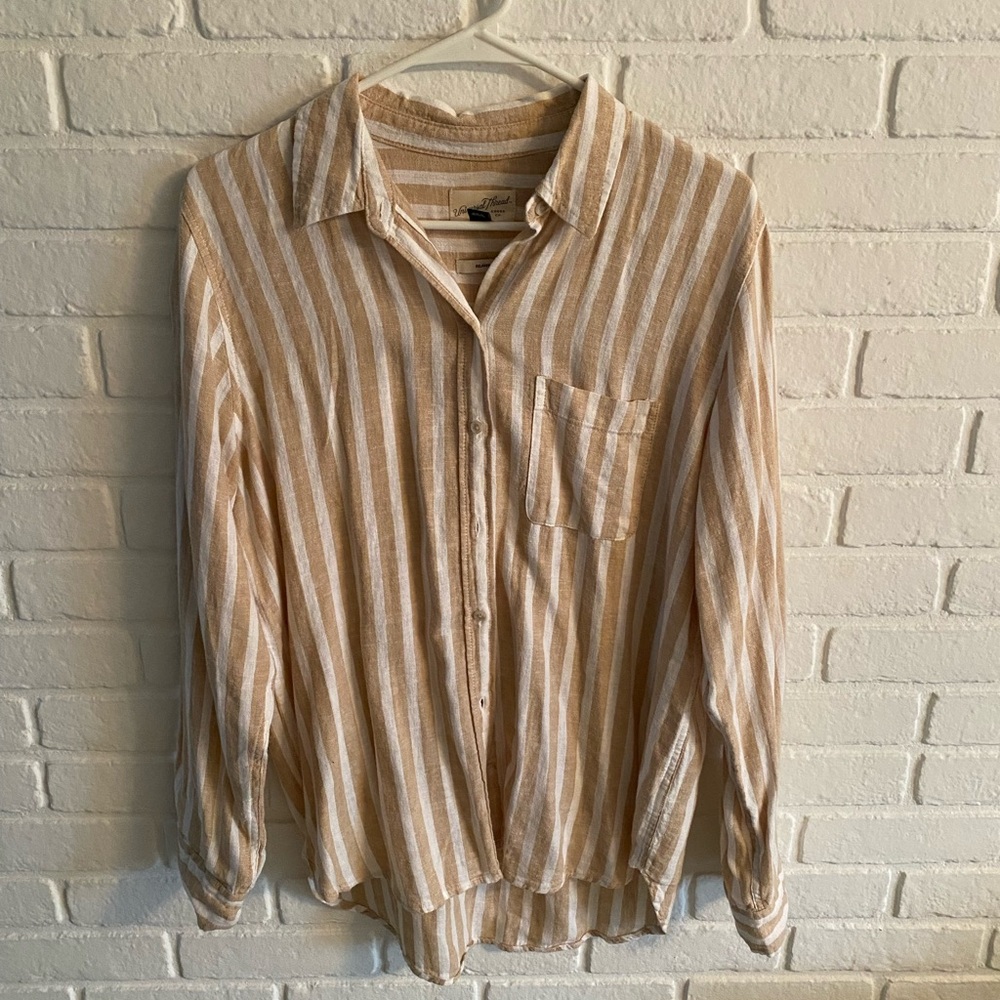 Universal Thread Beige and White Striped Shirt